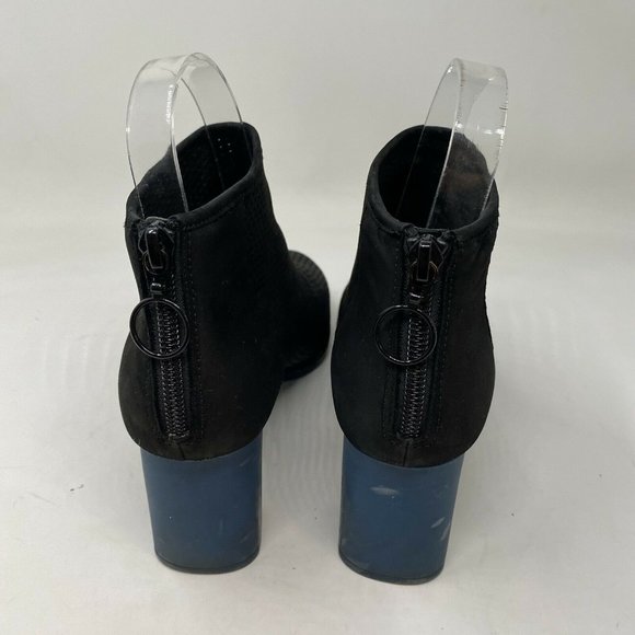 Camper Myriam Ankle Boots 37 7 Perforated Black Navy Blue Heel Mod Booties - Picture 6 of 12